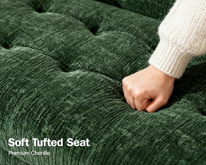 Vipbear 5 Seat L Shaped Modular Sectional Sleeper Sofa Bed with Pull Out Bed/Reclining Backrest/USB Ports/Storage Seat, Sectional Sleeper Couch, Tool-Free Assembly, Chenille Green