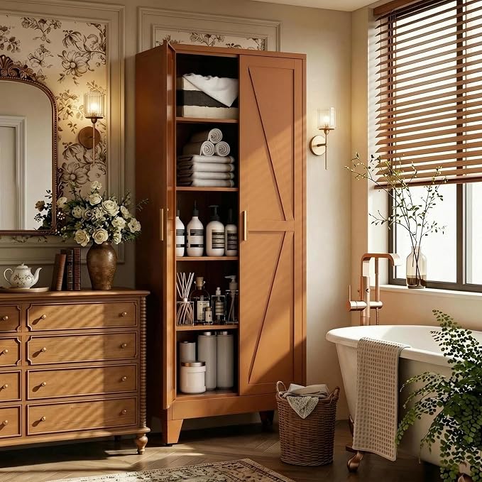 71" H Metal Storage Cabinet,Food Pantry Cabinets with Doors,Tall Cabinet,Kitchen Pantry Storage Cabinets