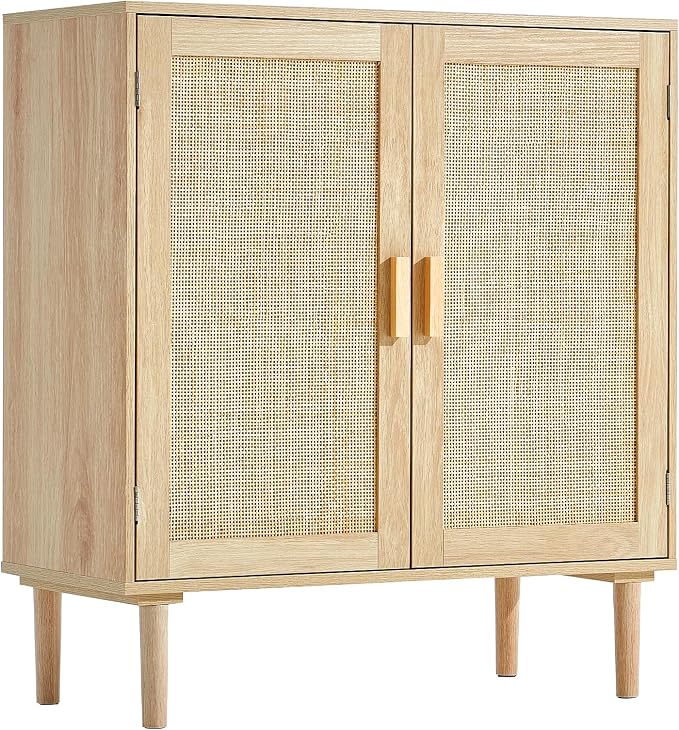 VEVOR Sideboard Cabinet, Buffet Cabinet with 2 Magnetic Doors and Adjustable Shelves, Sideboard Buffet for Hallway, Entryway, Living Room, or Kitchen, Natural