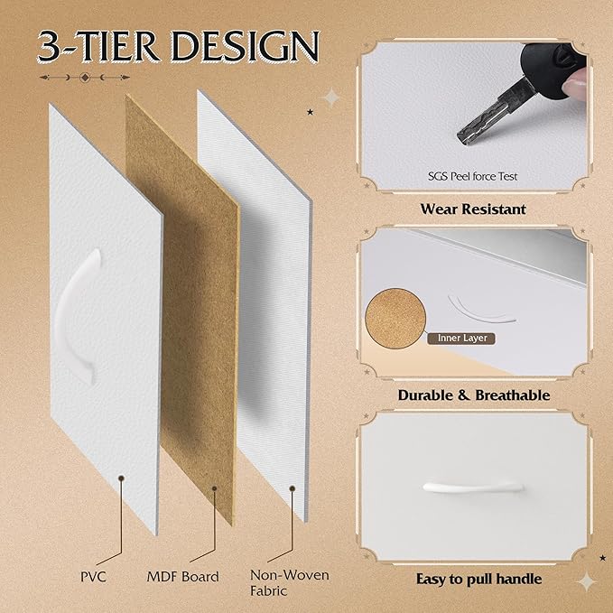 WLIVE Led Dresser for Bedroom, White Dresser TV Stand for Bedroom with LED Lights and Power Outlet, Wide Chest of Drawers for Hallway, 8 Fabric Drawers for Living Room and Entryway, Easy to Assemble