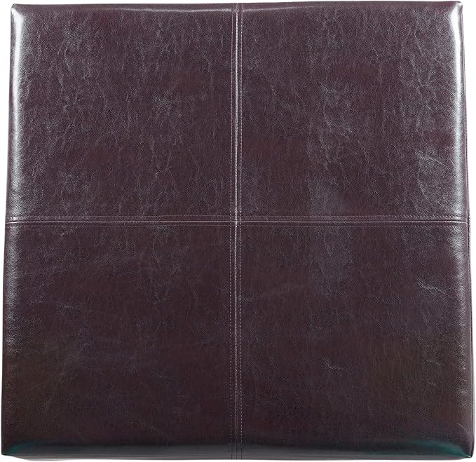 HomePop 28" Faux Leather Square Storage Ottoman - Distressed Brown