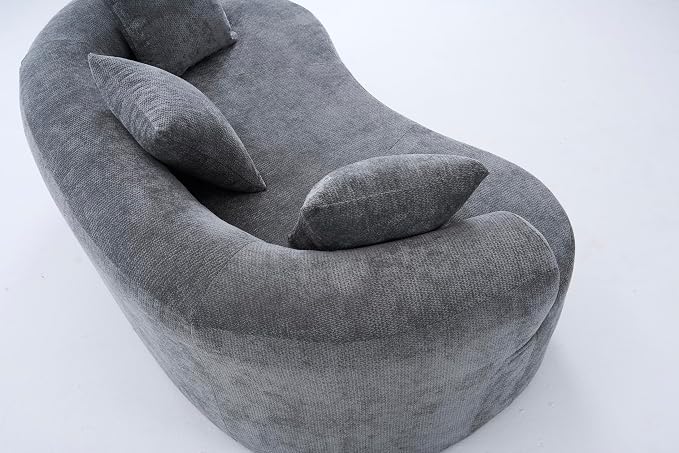 79" Curved Loveseat Sofa in a Box for Living Room, Modern Boneless Loveseat Couch Chenille Deep Seat Cloud Floor Couch with 3 Throw Pillows for Small Spaces, No Assembly Needed | Breathable material
