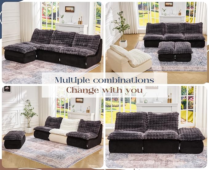 Hobestluk Sofa Couch Foam Sofa for Small Spaces Comfy Sofas with footrest Couch Recliner Small Sofas for Living Room, Bedroom, Apartment (Dark Grey)