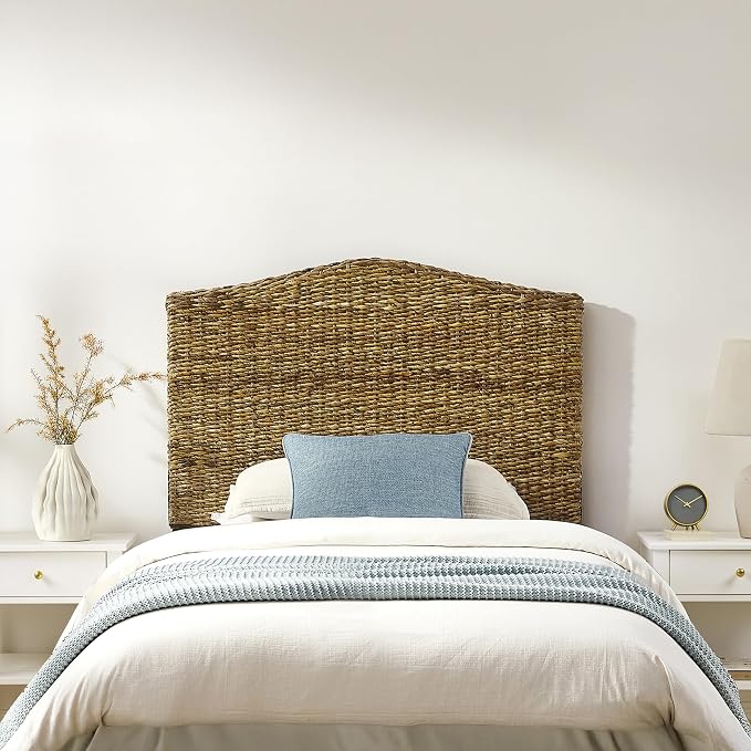 Crosley Furniture Serena Handwoven Natural Fiber Rattan Headboard for Twin Size Bed, Banana Leaf
