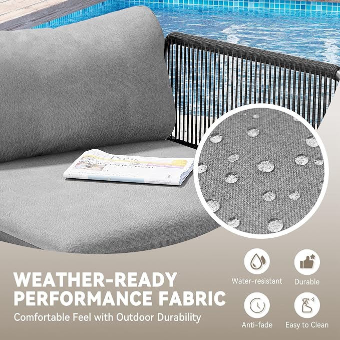 Crestlive Products Outdoor Patio Furniture Set, 6 Seater Modular Oversized Patio Conversation Set with Cushions, Modern Metal Sectional Outdoor Couch for Backyard, Deck, Porch, or Poolside, Dark Grey
