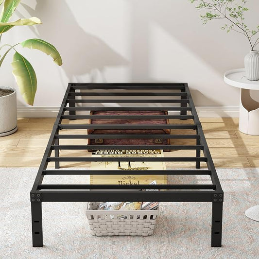 Cieemine 10 Inch XL Twin Bed Frames, Platform Metal Bed Frame Twin XL Size Heavy Duty Steel Slat Mattress Foundation, No Box Spring Needed, Easy Assembly, Noise-Free, Black