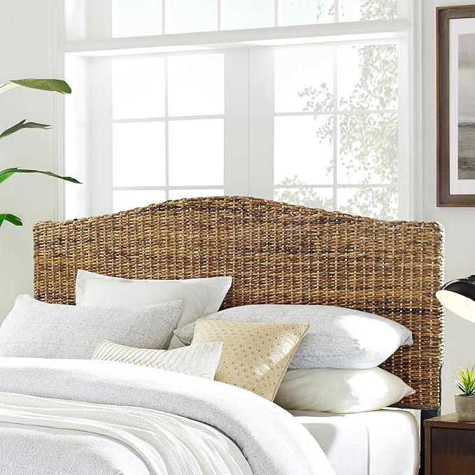 Crosley Furniture Serena Handwoven Natural Fiber Rattan Headboard for Full Size Bed, Banana Leaf