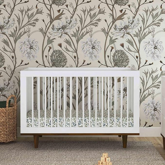Davinci Marley 3-in-1 Convertible Baby Crib, White Finish & Walnut Legs | GREENGUARD Gold Certified, FSC Certified, Converts to Toddler Bed & Daybed, 4 Adjustable Mattress Heights - Easy Assembly