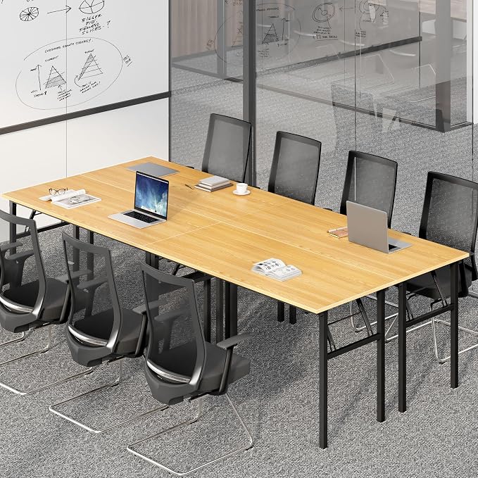 Need Folding Computer Desk, Large 60 inches Folding Table for Home Office, No Install Needed Foldable Writing Table Desk, Teak and Black