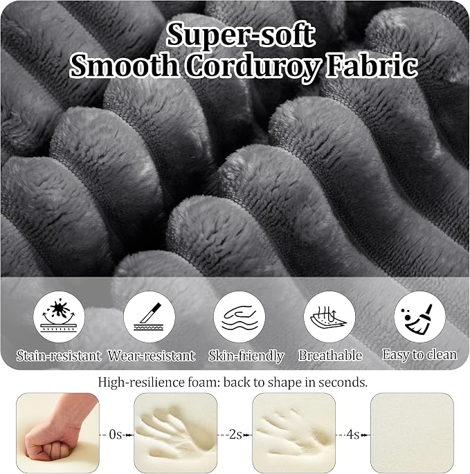 75'' L-Shaped Cloud Modular Sectional Couch with Chaise, Modern Corduroy Memory Foam Sofa Bed, Upholstered Boneless Deep Seat Fluffy Sleeper Sofa, for Living Room, No Assembly Needed (Dark Grey)