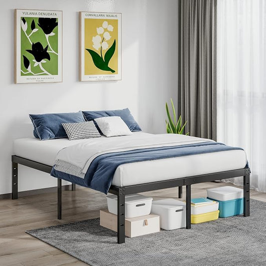 Full Size Bed Frame 16 Inch Tall Heavy Duty Metal Platform Bed Frame, Sturdy Steel Frame,No Box Spring Needed,Noise-Free,Easy Assembly
