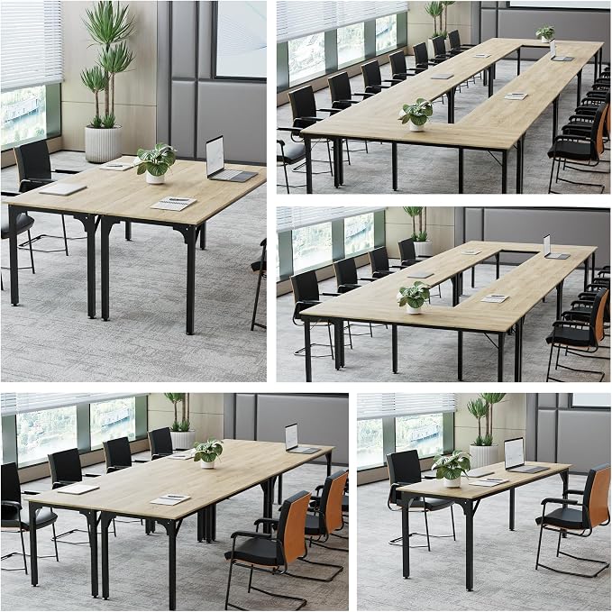 78.7 Inches Extra Long Desk,6.5ft Office Table with Flexible Configuration,Large Computer Table with Adjustable Footpads,Stable Structure,Office Desk for 2 Person (Light Wood)