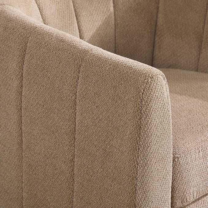 Swivel Barrel Chair Set of 2, 360 Degree Round Swivel Accent Chair for Living Room, Mid Century Modern Upholstered Accent Chair,Comfy Tufted Sofa Armchairs for Bedroom,Nursery,Chenille, Taupe