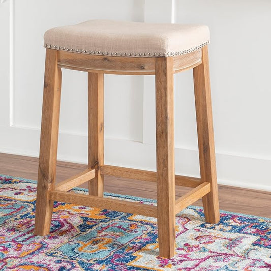 Linon Home Décor Kingston Acacia Counter Stool, Brown