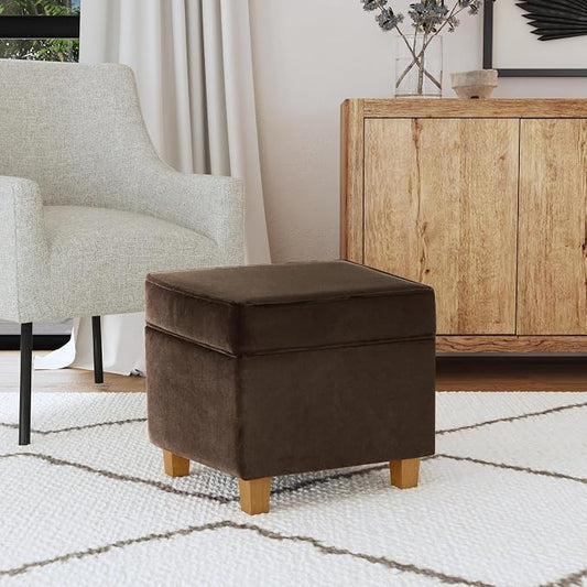HomePop 18" Classic Square Storage Ottoman - Chocolate Brown Velvet