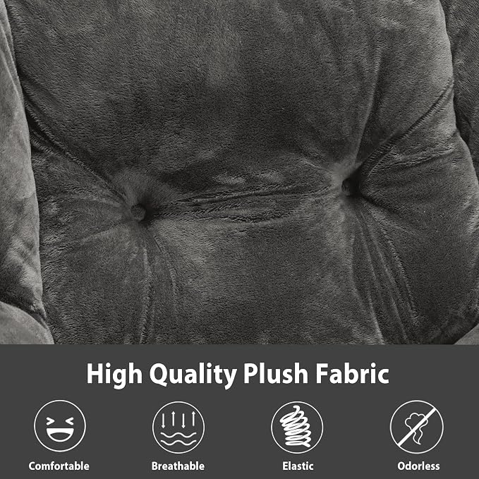 Youtanic Lazy Chair with Folding Ottoman, Accent Chair Plush Upholstered with Metal Structure and Non-Slip Pads, Sofa Armchair with Footrest and Side Storage Bag for Dorm, Room, Office, Dark Gray