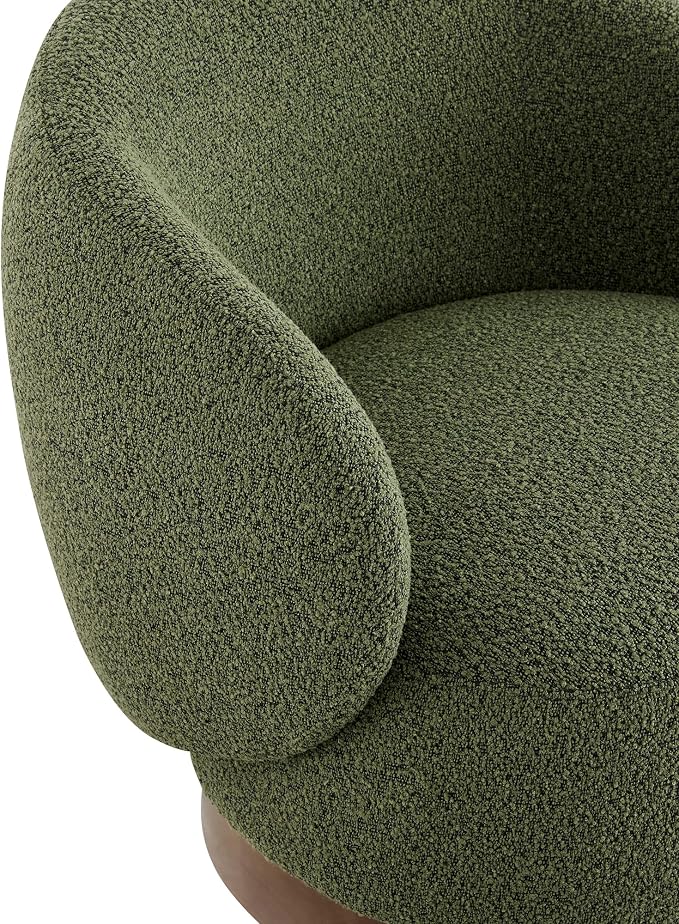 KISLOT Swivel Accent Chair Round Barrel Armchair Upholstered Performance Fabric for Living Room Bedroom Waitingroom,2 Box,Moss Green