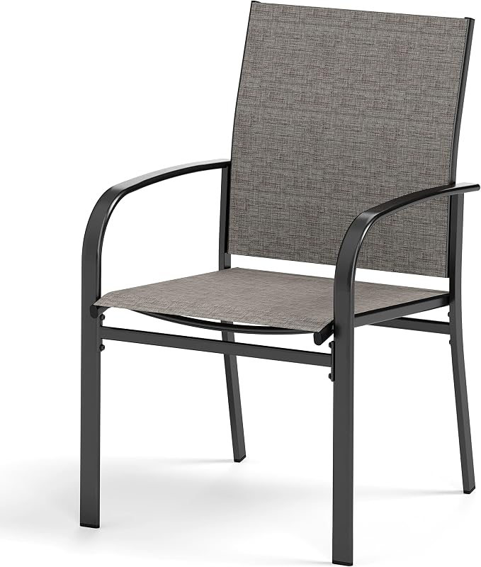 HERA'S HOUSE Patio Table and Chairs for 4, 5 Pieces Outdoor Deck Dining Sets, Square Metal Table Set with Chairs for Lawn Garden Backyard, Brown