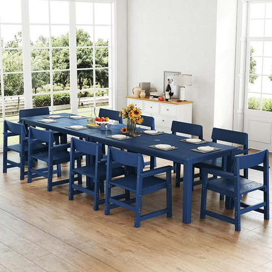 Jocoevol 12 Piece Patio Dining Set for 10 Person HIPS Outdoor Dining Sets with Umbrella Hole Tables and Chairs Furniture Set All Weather Proof for Garden, Backyard, Poolside