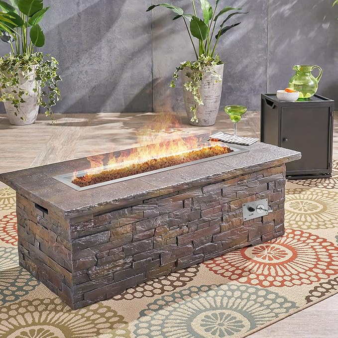 Stanbroil 48 x 14 inch Rectangle Fire Pit Kit with Spark Ignition, Drop-in Natural Gas Firepit Burner for DIY Fire Table Outside Patio Backyard Balcony, Natural Gas Version, 185,000 BTU Max