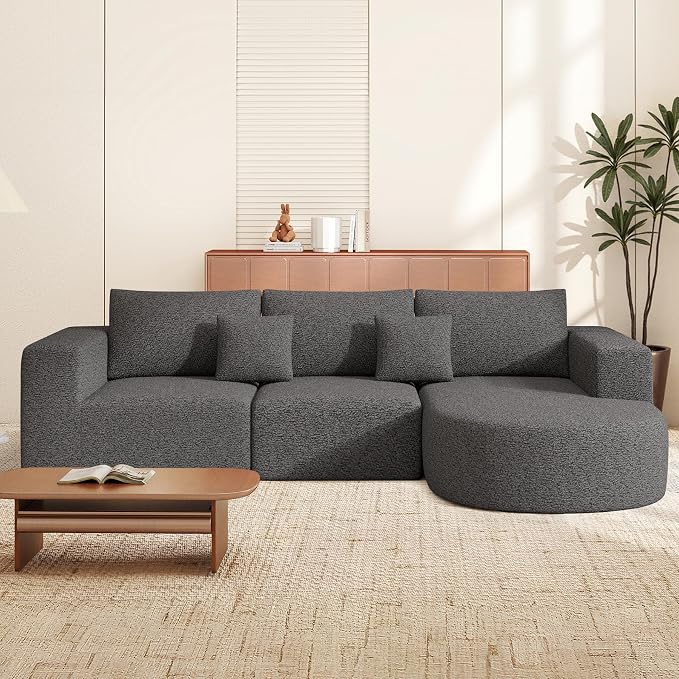 Boneless Couches for Living Room,Cloud Sectional Couch with L-Shape Chaise,Modern Modular Sofa with Deep Seat Upholstered Comfy Couches for Bedroom,No Assembly Required,1PCS