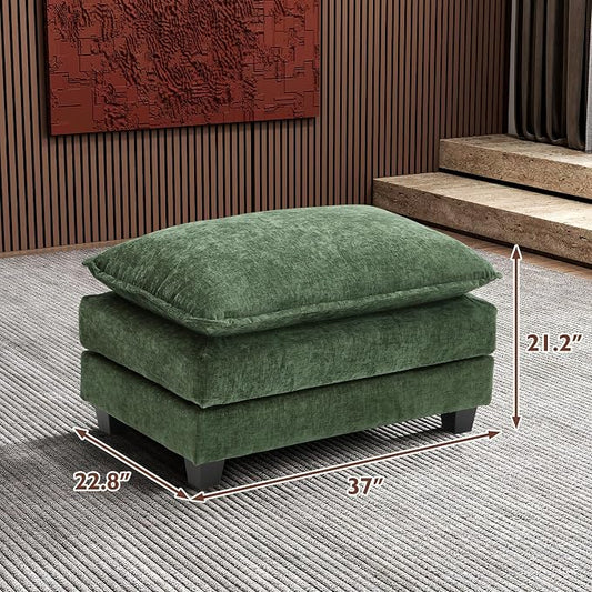 Ihanherry Ottoman for Modular Sectional Cloud Couch, Chenille Deep Seat Sofa for Living Room, Bedroom and Apartment, Green