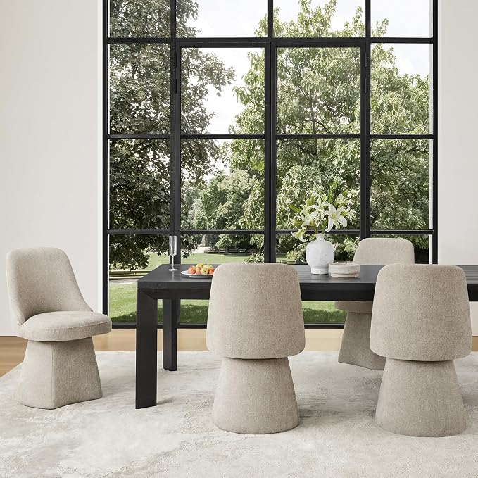 KISLOT Swivel Dining Chairs Set of 1, Upholstered Mid Century Modern Deskchair with High Back, Linen Fabric Kitchen Chairs for Dining Room, Bedroom, Dressing Room, Khaki