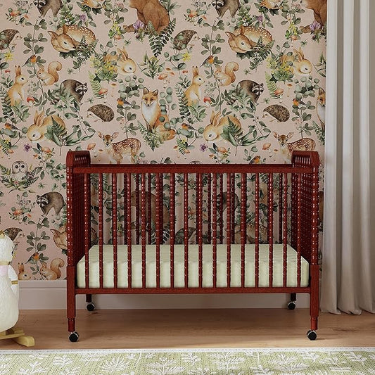 DaVinci Jenny Lind 3-in-1 Convertible Crib in Rich Cherry, Removable Wheels, Greenguard Gold Certified | Converts to Toddler Bed & Daybed, 4 Adjustable Mattress Heights - Conversion Kit Sold Separately - Durable & Easy to Assemble