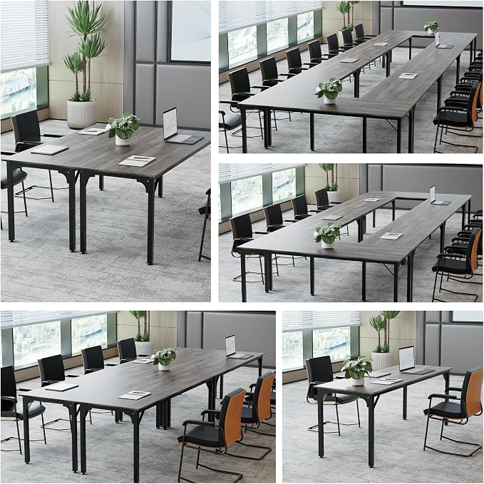 78.7 Inches Extra Long Desk,6.5ft Office Table with Flexible Configuration,Large Computer Table with Adjustable Footpads,Stable Structure,Office Desk for 2 Person (Grey)