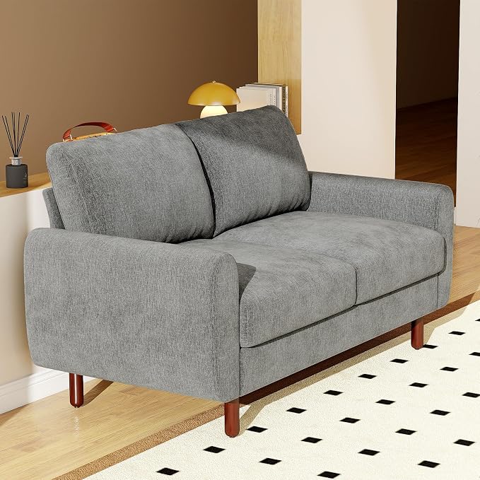 Ihanherry 68" Loveseat Sofa, Modern 2-Seat Couch, Mid Century Sofa, Comfy Chenille Deep Seat Couch for Living Room, Bedroom, Office, Apartment, Gray