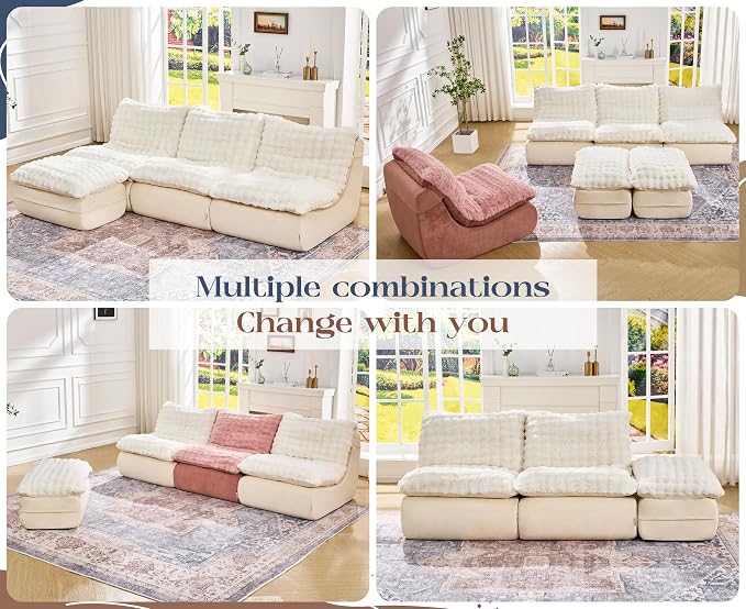 Hobestluk Sofa Couch Foam Sofa for Small Spaces Comfy Sofas with Footrest Couch Recliner Small Sofas for Living Room, Bedroom, Apartment (White)