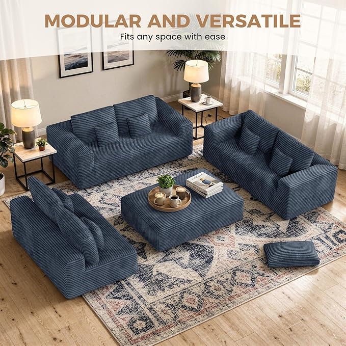 Luxanimarion 80'' Modern Cloud Loveseat Sofa, No Assembly Required Deep Seat Comfy Small Couches Includes 2 pcs Pillows for Living Room, Bedroom, Apartment(Grey)
