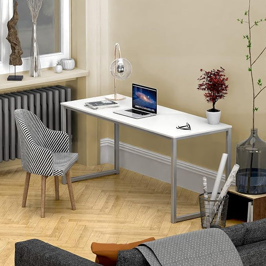 SHW Mission 55-Inch Home Office Computer Desk, White