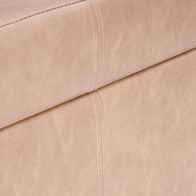 HomePop 28" Faux Leather Square Storage Ottoman - Sand