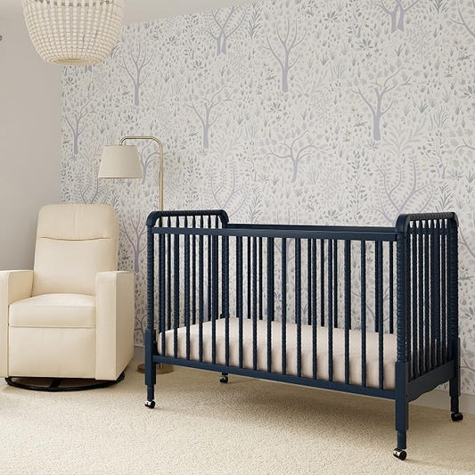 daVinci Jenny 3-in-1 Convertible Crib, GREENGUARD Certified, Navy | Converts to Toddler Bed & Daybed, 4 Adjustable Mattress Heights - Conversion Kit Sold Separately - Durable & Easy to Assemble