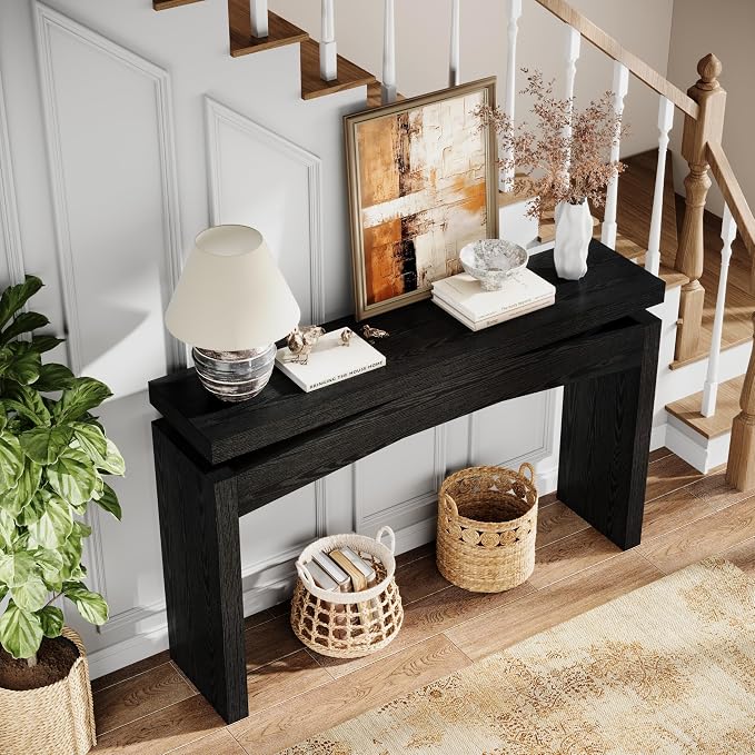 Celaform Console Table for Entryway, 47.2 Inch Long Sofa Table Behind Couch, Farmhouse Wood Style Accent Foyer Entrance Tables for Living Room, Hallway, Easy Assembly (Black)