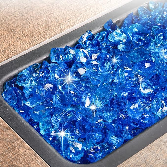 GASPRO 20 lbs Fire Glass for Propane Fire Pit, 1/2-Inch Decorative Fireplace Glass Rocks for Fire Pit Table, Turquoise