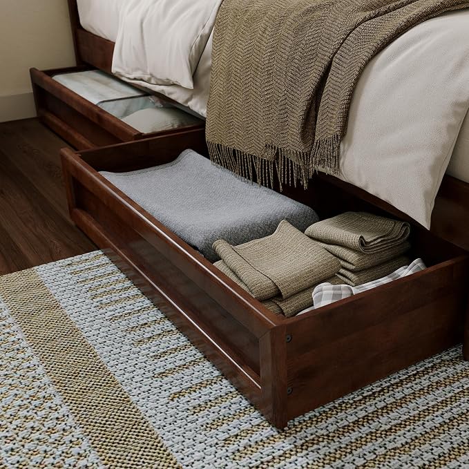 AFI, Mid-Century Modern Under Bed Storage Drawers, Queen/King/Twin XL, Walnut
