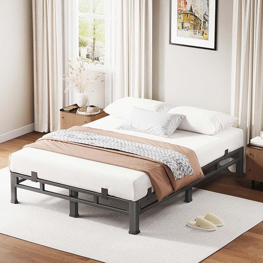 ROIL 10 Inch King Bed Frame, Metal Bed Frame & Box Spring 2 in 1 Platform with Round Corner Legs, 4000LBS Double Layer Low Profile Metal Platform Mattress Baffles, Noise-Free Easy Assembly