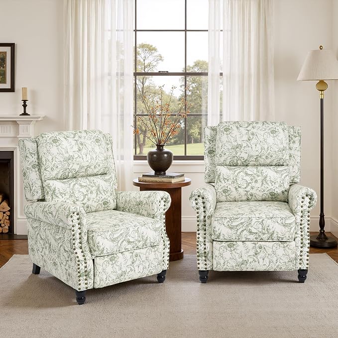 Recliner Chair, Modern Pushback Armchair with Adjustable Backrest & Footrest for Bedroom, Living Room