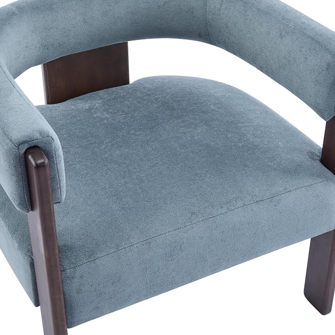 Christopher Knight Home Nettie Modern Accent Chair for Living Room, Velvet Fabric Single Lounge Sofa Chair with Wooden Frame, Comfy Reading Chair for Bedroom, Lounge Armchair with Cushion, Dusky Blue
