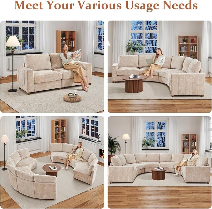 ORRD Modern Chenille Sofa Armrest Backrest for Modular Sectional Sofa Couch for Living Room, Beige