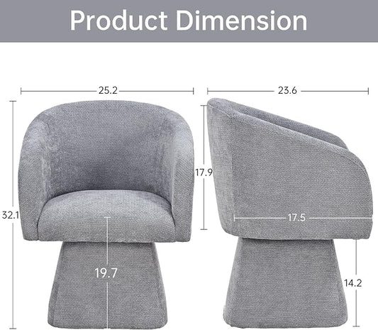 VKNOW Upholstered Swivel Dining Chairs Set of 4, Modern Dining Room Chairs with Barrel Back, Accent Arm Chair for Dining Room, Living Room, Bedroom, Vanity, Gray
