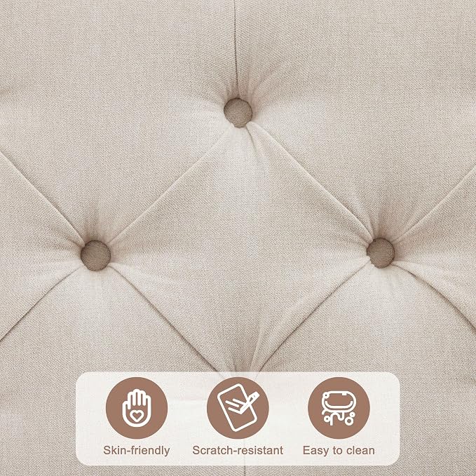 Weture 35 Inch Extra Large Storage Ottoman Coffee Table, No Assembly Required, Oversized Square Ottoman with Storage, Tufted Upholstered Ottomans Coffee Table for Living Room (Fabric, Beige)