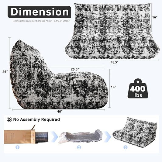 WHGBJA Bean Bag Chairs for Adults with Memory Foam Couch, Loveseat Sofa Chair for Bedroom, Living Room, Reading, Gaming Floor Sofa Couch, Boneless, Comfy