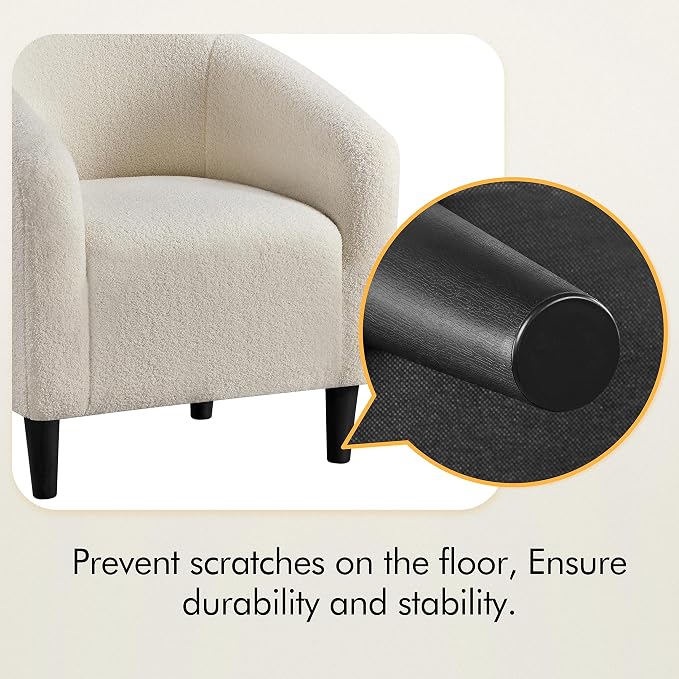 Topeakmart Accent Chair, Sherpa Barrel Chair with Soft Padded and Sturdy Legs for Living Room, Bedroom, Reception Room, Set of 2, Ivory