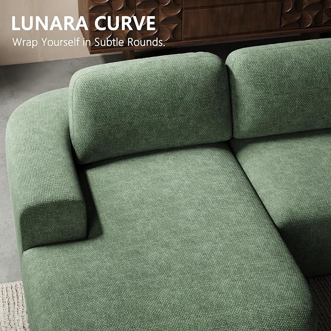 Dowinx 107" Boneless Cloud Couch, Modular Sectional Sofa with Deep Seat & Chaise, No Assembly Sofa-in-Box, Convertible L-Shape for Living Room Apartment – Green