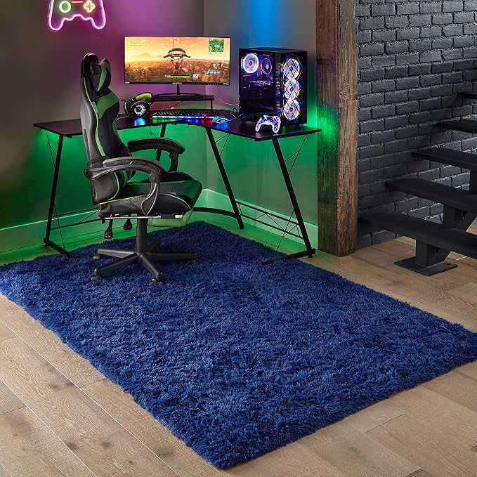 Ophanie Blue Rug, Boys 3x5 Rugs for Bedroom Royal Dark Blue Carpet Nursery Aesthetic, Kids Playroom Navy Area Rugs for Girls Teen Home Decor with Over 99 pcs Pile fibers