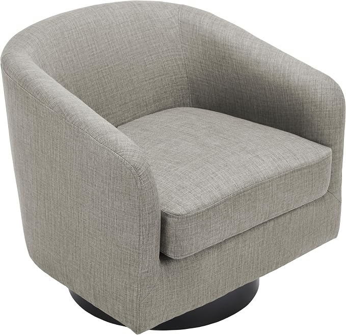 360° Swivel Barrel Accent Chair Armchair, Round Club Arm Chair in Fabric for Lving Room, Modern Upholstered Small Bedroom Single Sofa Seat - Khaki, Set of 4
