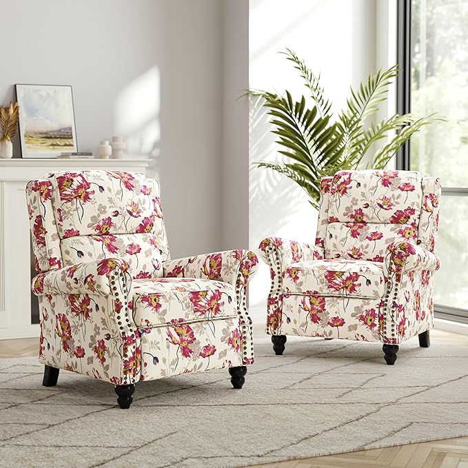 Recliner Chair, Modern Pushback Armchair with Adjustable Backrest & Footrest for Bedroom, Living Room